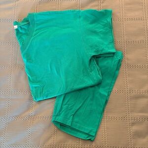 Zenana Two-Piece Biker Short Set - Emerald Green